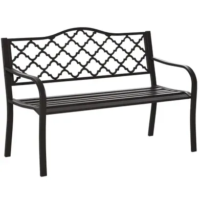 Banc De Jardin 3 Places - Métal époxy Et Fonte - Brun - 128 X 60 X 89 Cm Banc De Jardin 3 Places - Métal époxy Et Fonte - Brun - 128 X 60 X 89 Cm