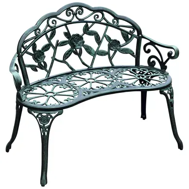 Banc De Jardin 2 Places - Fonte D'aluminium - Vert Vieilli - 100 X 54 X 78 Cm Banc De Jardin 2 Places - Fonte D'aluminium - Vert Vieilli - 100 X 54 X 78 Cm