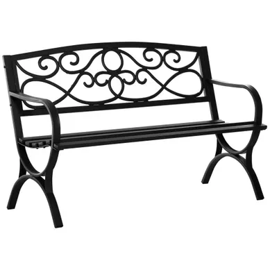 Banc De Jardin 2 Places - Acier Et Fonte - Noir - 128 X 58,5 X 85 Cm Banc De Jardin 2 Places - Acier Et Fonte - Noir - 128 X 58,5 X 85 Cm