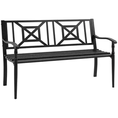 Banc De Jardin 2 Places - Acier - Noir - 128 X 58,5 X 85 Cm Banc De Jardin 2 Places - Acier - Noir - 128 X 58,5 X 85 Cm