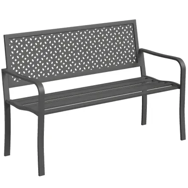 Banc D'extérieur 2 Places - Métal - Gris Foncé - 127 X 61 X 85 Cm Banc D'extérieur 2 Places - Métal - Gris Foncé - 127 X 61 X 85 Cm