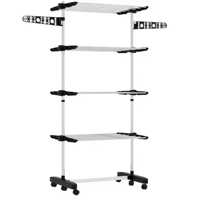 Séchoir à Linge - Acier Inoxydable Et Abs - Noir Et Argent - 142x55x172 Cm Séchoir à Linge - Acier Inoxydable Et Abs - Noir Et Argent - 142x55x172 Cm
