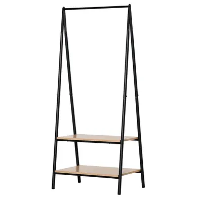 Portant Penderie - Mdf Et Acier - Bois Clair Et Noir - 64 X 43 X 149 Cm