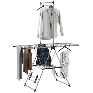 Séchoir à Linge étendoir Pliable - Acier Inoxydable - Argenté - 139x62,5x201 Cm Séchoir à Linge étendoir Pliable - Acier Inoxydable - Argenté - 139x62,5x201 Cm