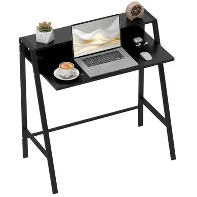 Bureau Informatique - Mdf Et Métal - Noir - 84 X 45 X 85 Cm