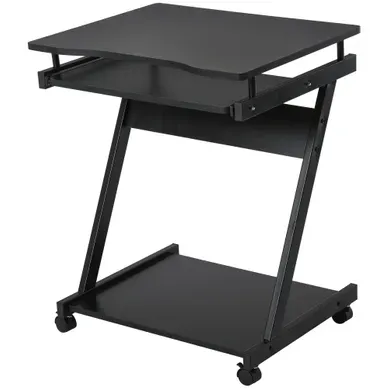 Bureau Informatique Roulant - Panneaux De Particules Et Métal - Noir