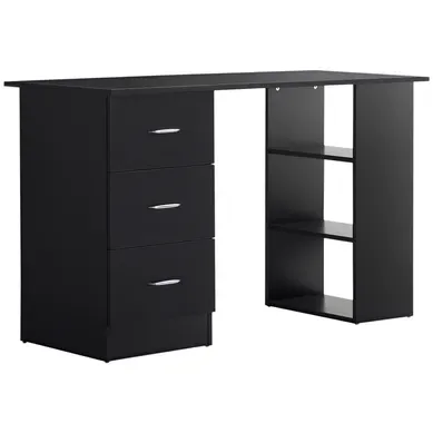 Bureau Informatique Avec Rangements - Bois D'ingénierie - Noir - 120 X 49 X 72 Cm