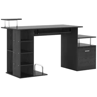 Bureau Informatique En Mdf Et Métal - Noir - 152 X 60 X 88 Cm