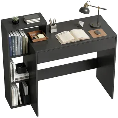 Bureau D'ordinateur Avec Rangement - Panneau De Particules - Noir - 100 X 40 X 90 Cm