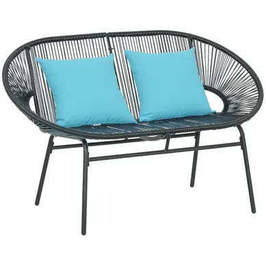 Banquette De Jardin 2 Places - Métal Et Résine - Noir - 132 X 72 X 83 Cm Banquette De Jardin 2 Places - Métal Et Résine - Noir - 132 X 72 X 83 Cm