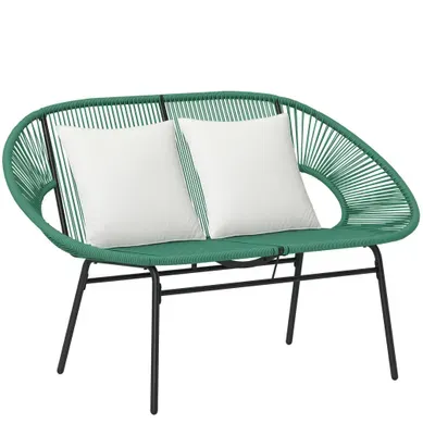 Banquette De Jardin 2 Places - Acier Et Résine - Vert Foncé - 132x72x83 Cm Banquette De Jardin 2 Places - Acier Et Résine - Vert Foncé - 132x72x83 Cm