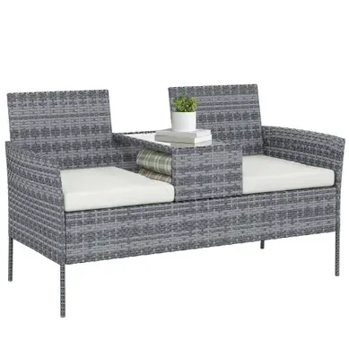 Banc De Jardin 2 Places - Résine Tressée Et Métal - Noir - 135 X 64 X 81 Cm Banc De Jardin 2 Places - Résine Tressée Et Métal - Noir - 135 X 64 X 81 Cm