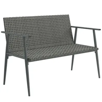 Banc De Jardin 2 Places - Résine Tressée Et Acier - Gris - 110x58x78 Cm Banc De Jardin 2 Places - Résine Tressée Et Acier - Gris - 110x58x78 Cm