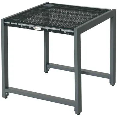 Table D'appoint De Jardin - Résine Tressée Et Verre - Gris - 50 X 49,5 X 50 Cm Table D'appoint De Jardin - Résine Tressée Et Verre - Gris - 50 X 49,5 X 50 Cm