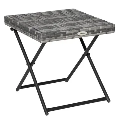Table D'appoint Pliante En Polyrotin - Gris - 40x40x40 Cm Table D'appoint Pliante En Polyrotin - Gris - 40x40x40 Cm