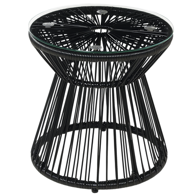 Table D'appoint De Jardin - Polyrotin Et Verre Trempé - Noir - 40x40x42 Cm Table D'appoint De Jardin - Polyrotin Et Verre Trempé - Noir - 40x40x42 Cm