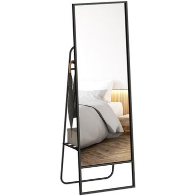 Miroir Sur Pied - Métal Et Mdf - Noir - 50 X 38 X 157 Cm