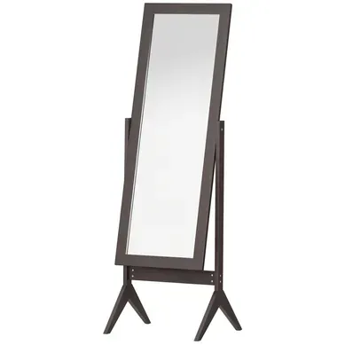 Miroir Sur Pied Inclinable - Mdf Et Verre - Café - 47 X 46 X 148 Cm Miroir Sur Pied Inclinable - Mdf Et Verre - Café - 47 X 46 X 148 Cm