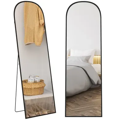 Miroir Sur Pied Rectangulaire Arrondi - Aluminium Et Mdf - Noir - 50 X 161,5 Cm Miroir Sur Pied Rectangulaire Arrondi - Aluminium Et Mdf - Noir - 50 X 161,5 Cm