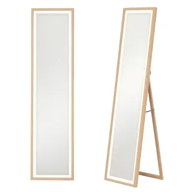 Miroir Sur Pied Avec LED - Mdf - Chêne - 40 X 160 Cm Miroir Sur Pied Avec LED - Mdf - Chêne - 40 X 160 Cm