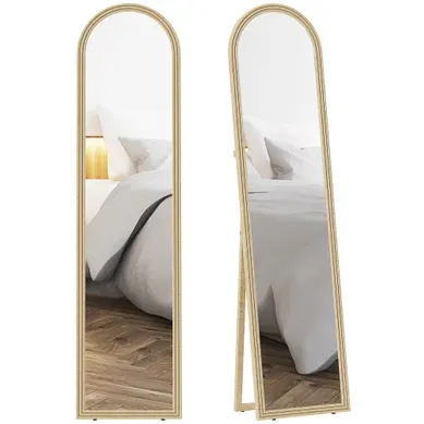 Miroir De Sol Arqué - Cadre Effet Pierre - Beige - 40 X 160 Cm Miroir De Sol Arqué - Cadre Effet Pierre - Beige - 40 X 160 Cm