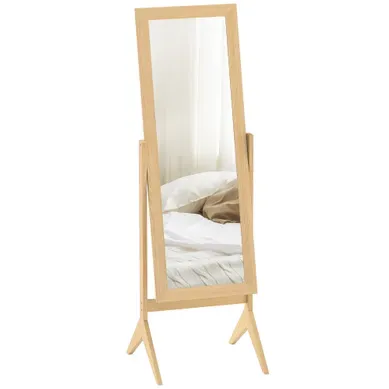 Miroir Sur Pied Inclinable - Mdf Et Verre - Coloris Chêne - 47 X 46 X 148 Cm Miroir Sur Pied Inclinable - Mdf Et Verre - Coloris Chêne - 47 X 46 X 148 Cm