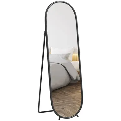 Miroir Sur Pied Ovale - Métal Et Mdf - Noir - 40 X 160 Cm Miroir Sur Pied Ovale - Métal Et Mdf - Noir - 40 X 160 Cm