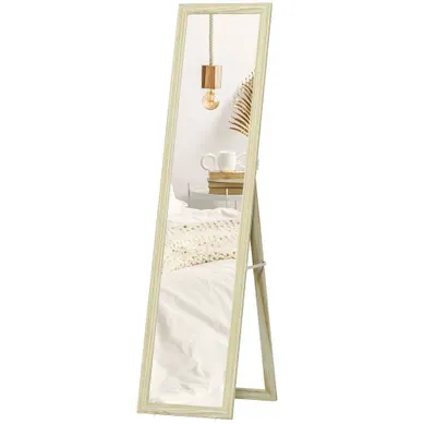 Miroir De Sol Rectangulaire - Mdf Et Verre - Bois Naturel - 37x37x154 Cm Miroir De Sol Rectangulaire - Mdf Et Verre - Bois Naturel - 37x37x154 Cm