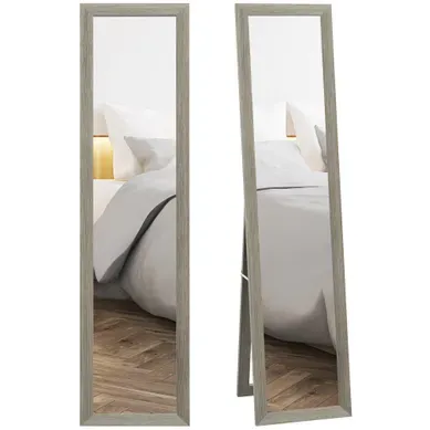 Miroir Rectangulaire Sur Pied Ou Mural - Mdf Et Verre - Gris - 37 X 157 Cm Miroir Rectangulaire Sur Pied Ou Mural - Mdf Et Verre - Gris - 37 X 157 Cm