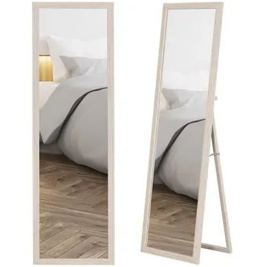 Miroir Sur Pied Rectangulaire - Verre Et Cadre Effet Pierre - Blanc - 160 X 50 Cm Miroir Sur Pied Rectangulaire - Verre Et Cadre Effet Pierre - Blanc - 160 X 50 Cm