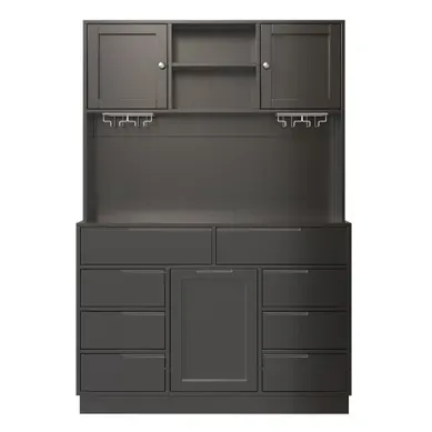 Haut Buffet Mdf Noir 120x40x183,5 Cm Avec LED Et 8 Tiroirs Haut Buffet Mdf Noir 120x40x183,5 Cm Avec LED Et 8 Tiroirs