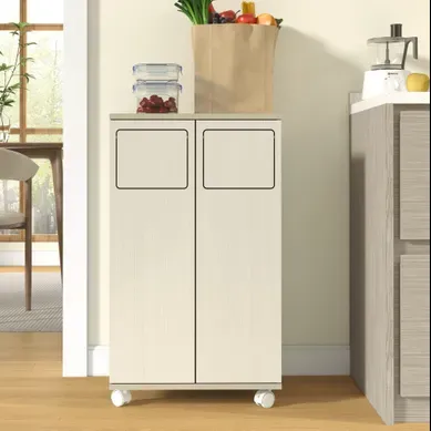 Meuble De Tri Sélectif En Mdf - Bois Clair Et Blanc - 46,7 X 35 X 80 Cm Meuble De Tri Sélectif En Mdf - Bois Clair Et Blanc - 46,7 X 35 X 80 Cm