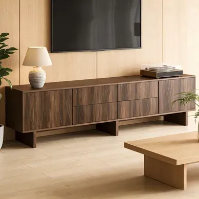 Meuble TV - Mdf - Noyer Foncé - 180x40x56 Cm Meuble TV - Mdf - Noyer Foncé - 180x40x56 Cm