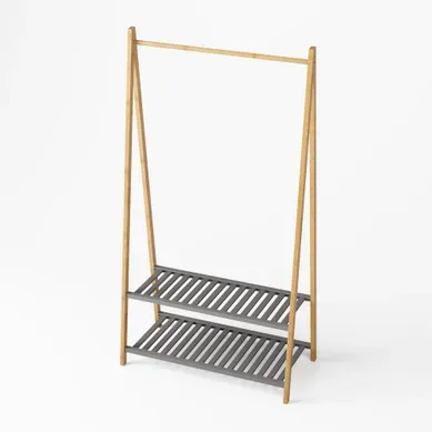 Porte-manteau En Bambou - Naturel - 80x40x150 Cm