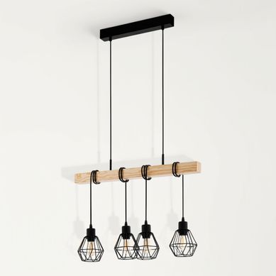 Suspension 4 Lumières L. 70 cm TOWNSHEND5 Noire et marron Suspension 4 Lumières L. 70 cm TOWNSHEND5 Noire et marron vue 3/4