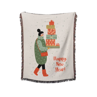 Plaid Cadeaux De Noël Tricotée Décorée Avec Des Franges Bohême - 160x130cm Plaid Cadeaux De Noël Tricotée Décorée Avec Des Franges Bohême - 160x130cm