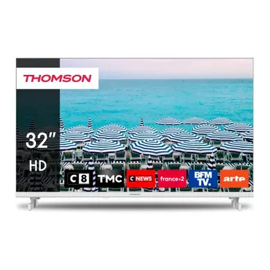 Téléviseur HD 32'' 81cm THOMSON 32HD2S13W Blanc Téléviseur HD 32'' 81cm THOMSON 32HD2S13W Blanc vue 3/4