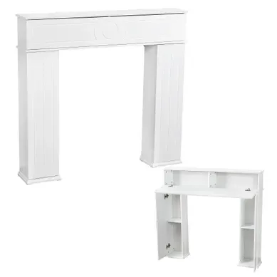 Manteau De Cheminée Avec Étagère Cachée - 107x100cm Fausse Cheminée Décorative Blanche Manteau De Cheminée Avec Étagère Cachée - 107x100cm Fausse Cheminée Décorative Blanche