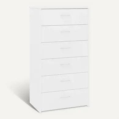 Chiffonnier Avec 6 Tiroirs Blanc 50x34x96 Cm Bois D'ingénierie Chiffonnier Avec 6 Tiroirs Blanc 50x34x96 Cm Bois D'ingénierie
