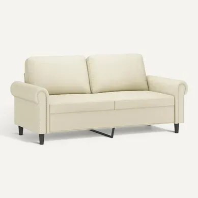 Canapé 2 Places - Canapé Fixe - Canapé Droit Crème 140 Cm Similicuir Canapé 2 Places - Canapé Fixe - Canapé Droit Crème 140 Cm Similicuir
