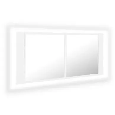 Armoire Salle De Bain à Miroir LED - Armoire De Toilette Murale Blanc 100x12x45 Cm Acrylique Armoire Salle De Bain à Miroir LED - Armoire De Toilette Murale Blanc 100x12x45 Cm Acrylique
