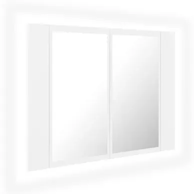 Armoire Salle De Bain à Miroir LED - Armoire De Toilette Murale Blanc 60x12x45 Cm Acrylique Armoire Salle De Bain à Miroir LED - Armoire De Toilette Murale Blanc 60x12x45 Cm Acrylique