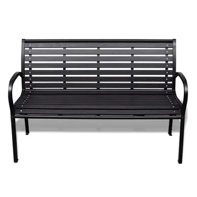 Banc De Jardin - Banc Extérieur - Banquette 125 Cm Acier Et Wpc Noir