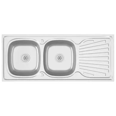 Évier De Cuisine - Bac à Laver à Double Évier Argenté 1200x600x155 Mm Inox Évier De Cuisine - Bac à Laver à Double Évier Argenté 1200x600x155 Mm Inox