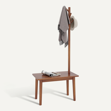 Table D'appoint Avec Porte-manteau En Bois Massif Avec Banc à Chaussures 2 En 1 3 Crochets Café Table D'appoint Avec Porte-manteau En Bois Massif Avec Banc à Chaussures 2 En 1 3 Crochets Café