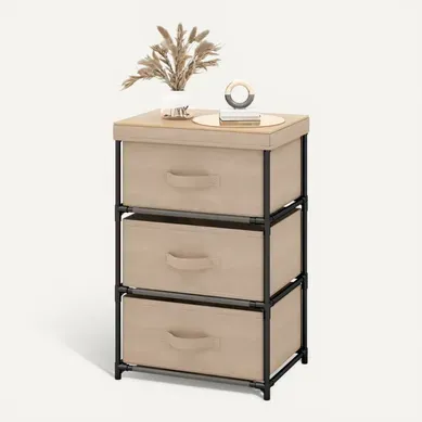 Commode Meuble De Rangement 3 Tiroirs En Tissu 40x30x62cm Métal Pour Chambre Industriel Café Commode Meuble De Rangement 3 Tiroirs En Tissu 40x30x62cm Métal Pour Chambre Industriel Café