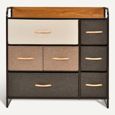 Commode Meuble De Rangement à 7 Tiroirs En Tissu 80x29x79cm Structure En Acier Robuste