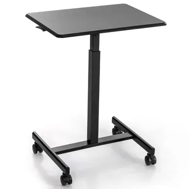 Bureau Assis Debout Avec Roulettes Bureau D’ordinateur Réglable En Hauteur En Métal Noir