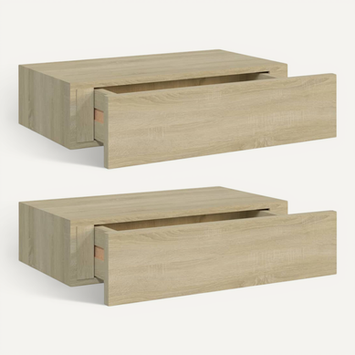 Lot De 2 Étagères à Tiroirs Murales - Étagères Flottantes Chêne 40x23,5x10 Cm Mdf Lot De 2 Étagères à Tiroirs Murales - Étagères Flottantes Chêne 40x23,5x10 Cm Mdf
