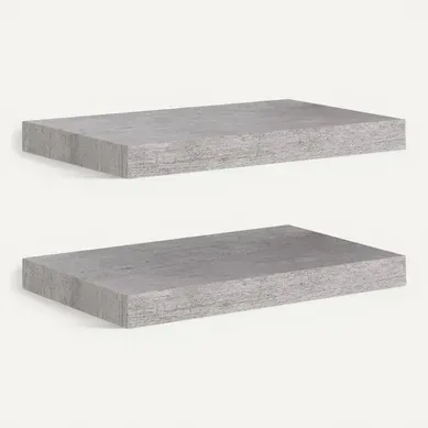 Lot De 2 Étagères Murales - Étagères Flottantes Gris Béton 40x23x3,8 Cm Mdf